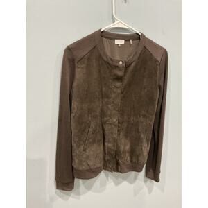 Ecru Womens Suede Leather Cardigan Brown S Minimalist Capsule Classic Western